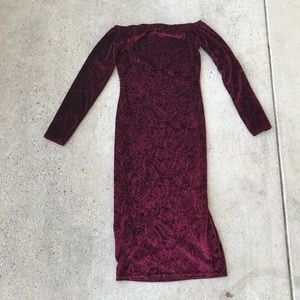 Vintage velvet off the shoulder dress